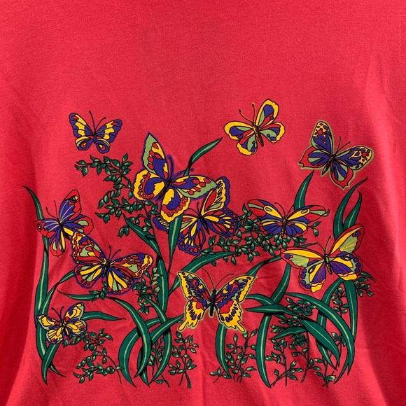 Bobbie Brooks Women Short Sleeve Crew Neck Red Floral Print Top T-Shirt Size XL - Picture 3 of 12